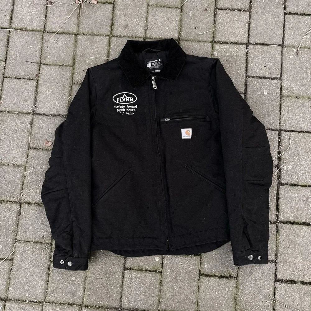 Carhartt BLK Black Blanket Lined Detroit Jacket Size Small Company Logo